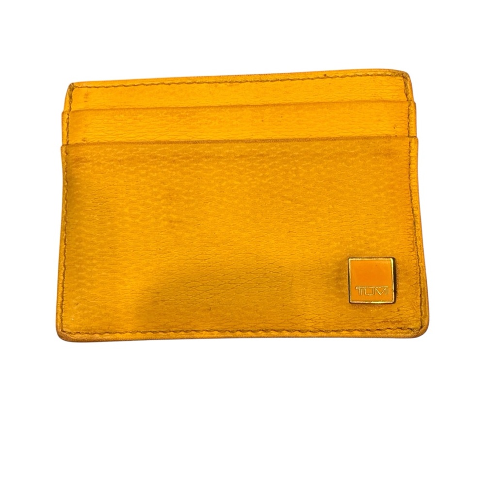 Tumi Yellow Leather Slim Card Holder Wallet Multi Slot